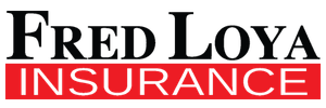 Fred Loya Insurance logo with black serif text and red insurance banner