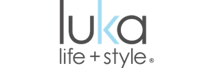 Luka Life and Style logo with gray lowercase text and blue accent